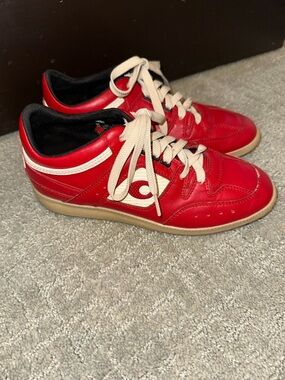 Coach Red and Cream Leather Sneaker (Pair)